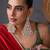 Gold plated red polki dangler earrings