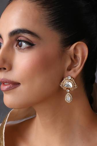 Gold plated polki stud earrings