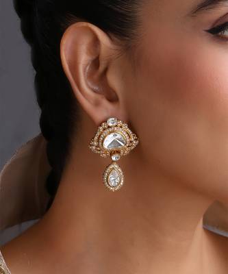 Gold plated polki stud earrings 3