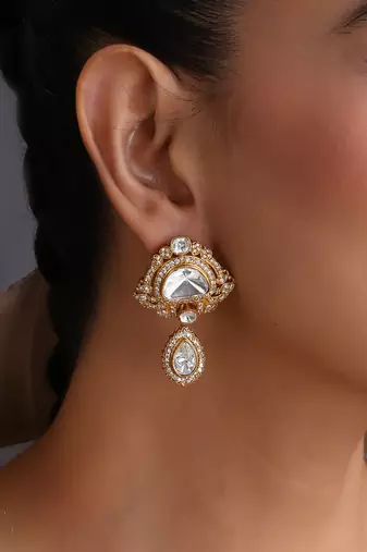 Gold plated polki stud earrings