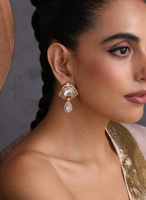Gold plated polki stud earrings 5