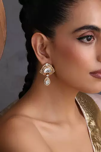 Gold plated polki stud earrings