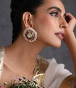 Gold plated multicolor polki stud earrings