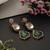 Emerald green polki dangler earrings