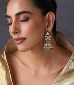 Gold plated multicolor polki jhumka earrings