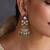 Gold plated multicolor polki jhumka earrings
