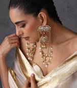 Gold plated multicolor polki dangler earrings