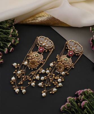Gold plated multicolor polki dangler earrings 2