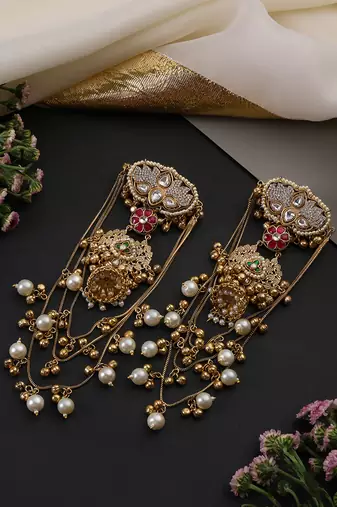 Gold plated multicolor polki dangler earrings