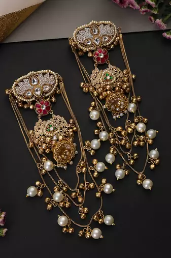 Gold plated multicolor polki dangler earrings