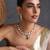 Gold plated emerald green polki necklace set