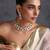 Gold plated green polki necklace set