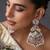 Gold plated multicolor jadau dangler earrings