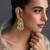 Gold plated blue kundan chandbali earrings