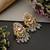 Gold plated blue kundan chandbali earrings