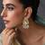 Gold plated blue kundan chandbali earrings