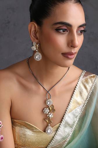 Gold plated polki hasli necklace set
