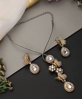 Gold plated polki hasli necklace set 2