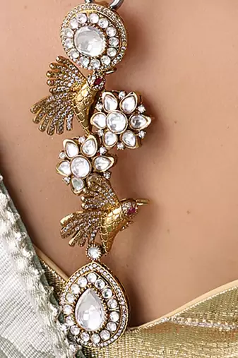 Gold plated polki hasli necklace set