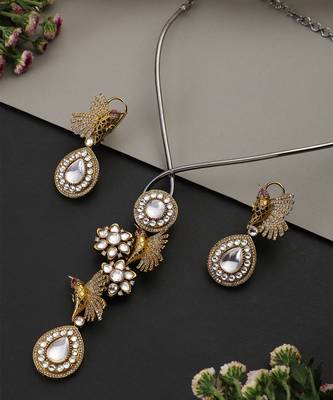 Gold plated polki hasli necklace set 4