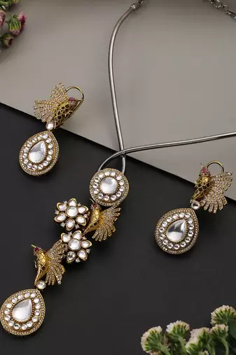 Gold plated polki hasli necklace set