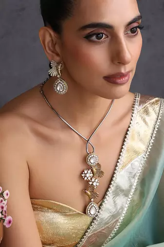 Gold plated polki hasli necklace set