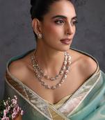 Gold plated multicolor jadau layered necklace set