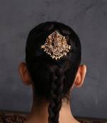Gold plated ruby red temple motif hair pin