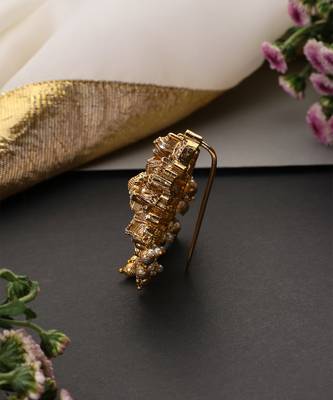 Gold plated ruby red temple motif hair pin 3