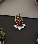 Gold plated ruby red polki brooch