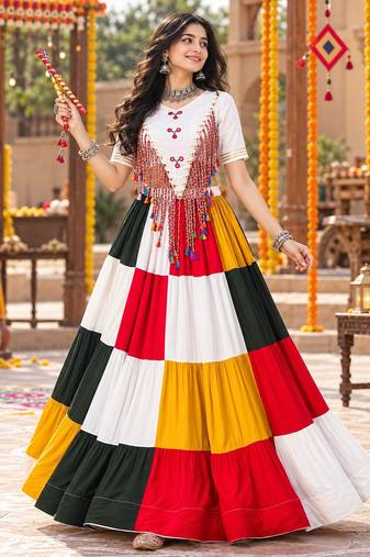 Multicolor Letest Chaniya Choli for Navratri and Garba- Full stitched free size