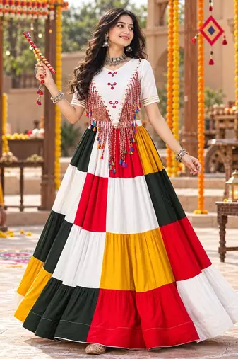 Multicolor Letest Chaniya Choli for Navratri and Garba- Full stitched free size
