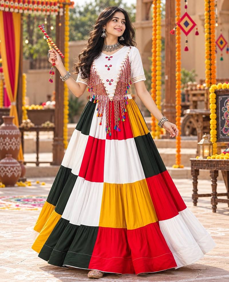Multicolor Letest Chaniya Choli for Navratri and Garba- Full stitched free size