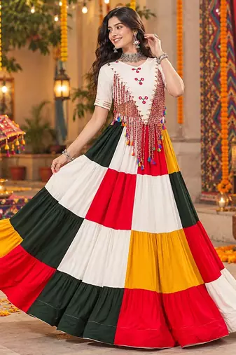 Multicolor Letest Chaniya Choli for Navratri and Garba- Full stitched free size