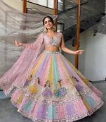 Pink Navratri Premium Star Georgette Lehenga Choli / Chaniya Choli