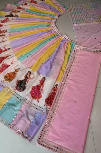 Pink Navratri Premium Star Georgette Lehenga Choli / Chaniya Choli