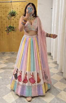 Pink Navratri Premium Star Georgette Lehenga Choli / Chaniya Choli 2