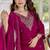 Rani pink viscose glass embroidered kurta pant set