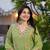 Pista green embroidered crunchy kurta pant set