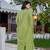 Pista green embroidered crunchy kurta pant set