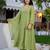 Pista green embroidered crunchy kurta pant set