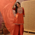 Orange embroidered french crepe short kurti set