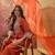 Orange embroidered french crepe short kurti set