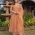 Peach embroidered crunchy kurta pant set