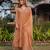Peach embroidered crunchy kurta pant set