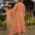 Peach embroidered crunchy kurta pant set