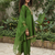Green vichitra silk blend embroidered a-line kurta pant set