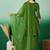 Green vichitra silk blend embroidered a-line kurta pant set