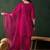 Rani pink vichitra silk blend embroidered a-line kurta pant set