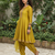 Yellow vichitra silk blend embroidered a-line kurta pant set